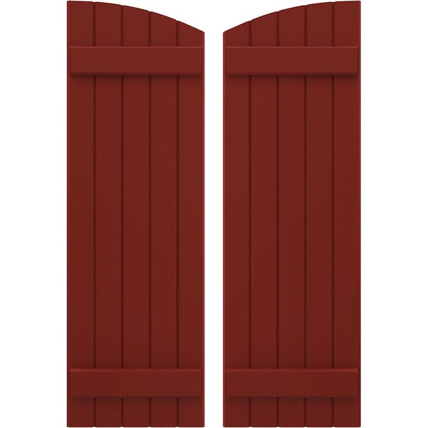 Ekena Millwork Americraft 5-Board (2 Batten) Wood Joined Board-n-Batten Shutters w/Ellipt Top, ARW101BE518X77MRH, PR ARW101BE518X77MRH - main